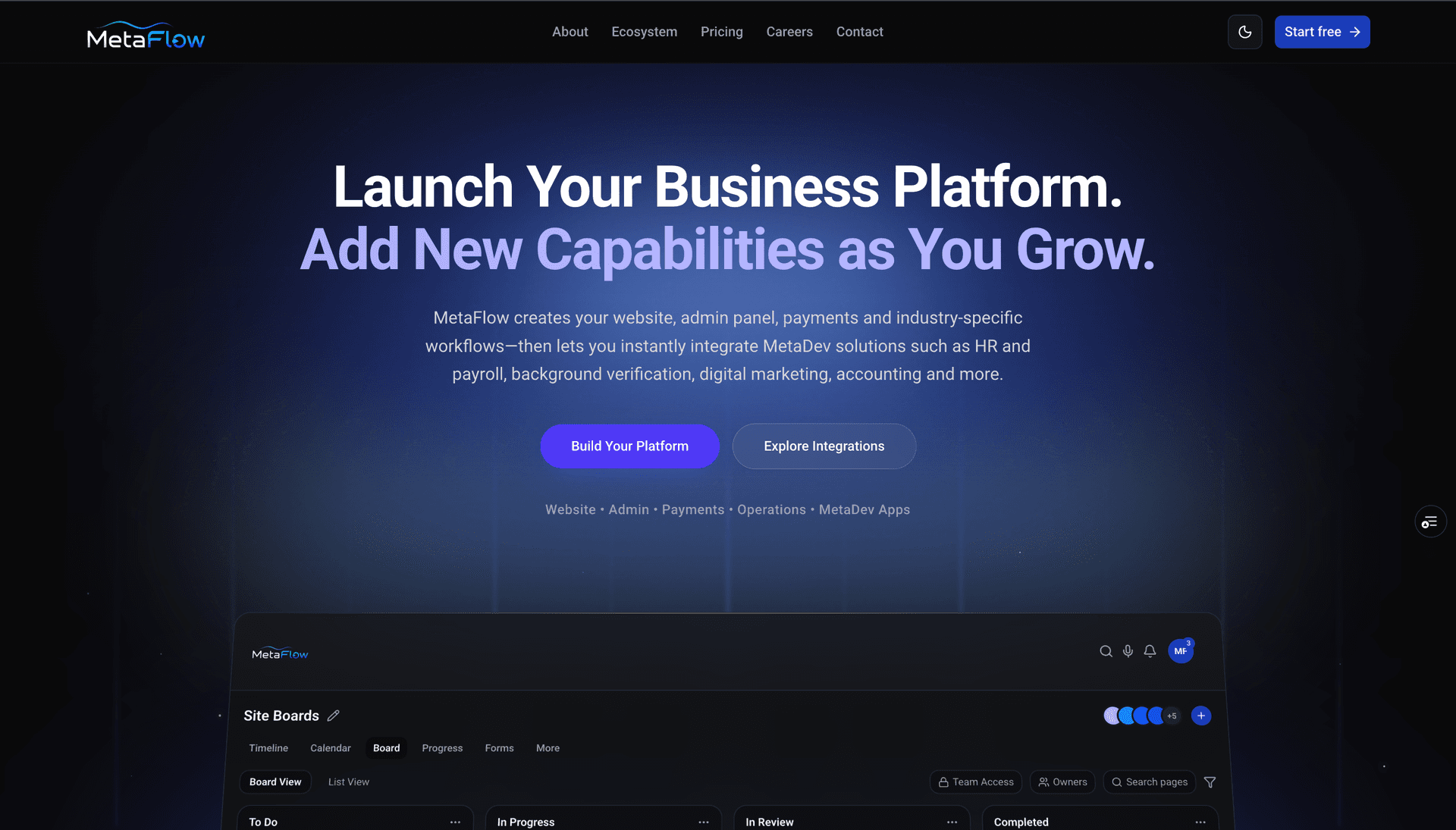 MetaFlow website preview