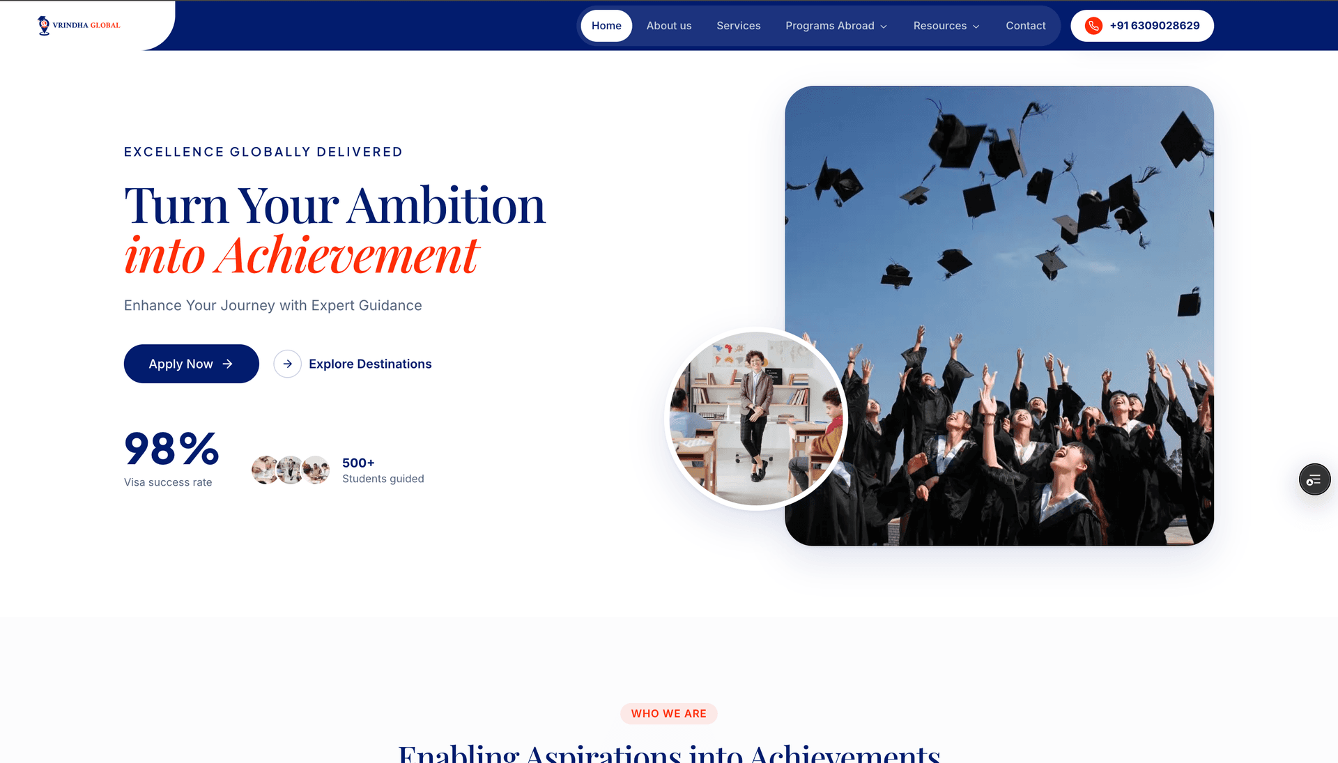 Vrindha Global website preview